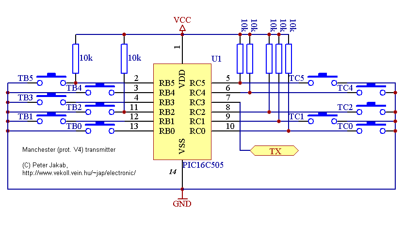 Infra/radio remote control encoder/decoder with PIC tv transmitter diagram 